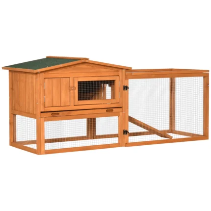Outdoor Rabbit Hutch and Run with Sliding Tray