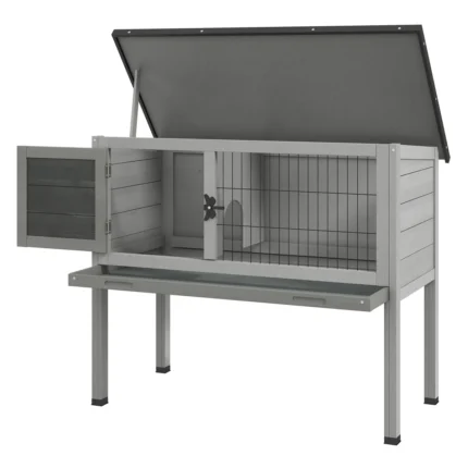 Wooden Rabbit Hutch Guinea Pig Cage with Built-In Tray