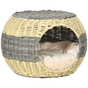 Wicker Cat House, Rattan Raised Cat Bed