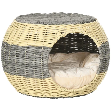 Wicker Cat House, Rattan Raised Cat Bed